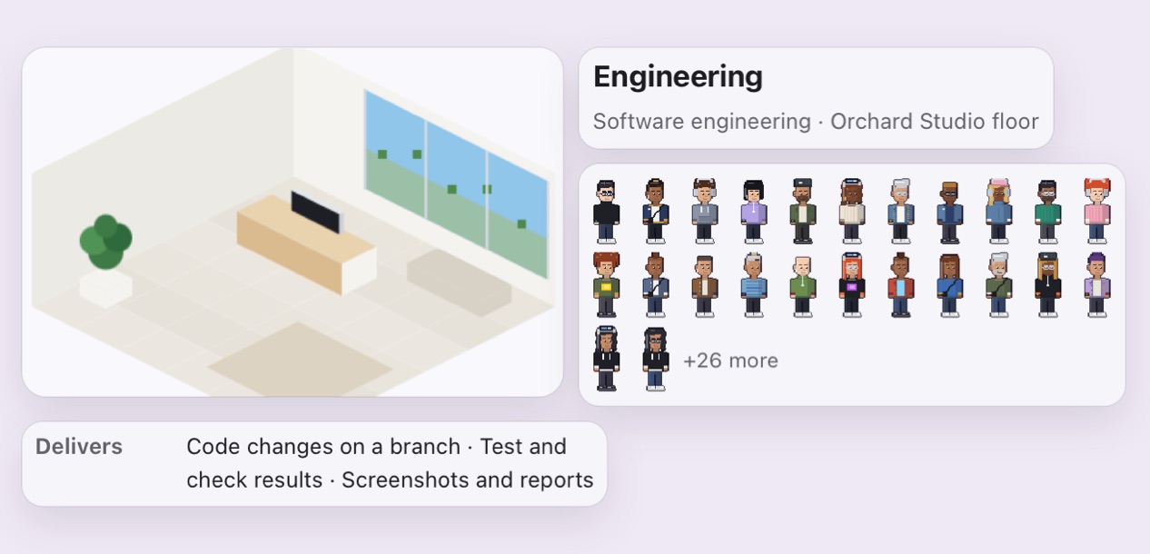 The Engineering department card on the Departments screen of the Northwind sample office: its floor, its agents and what it delivers.