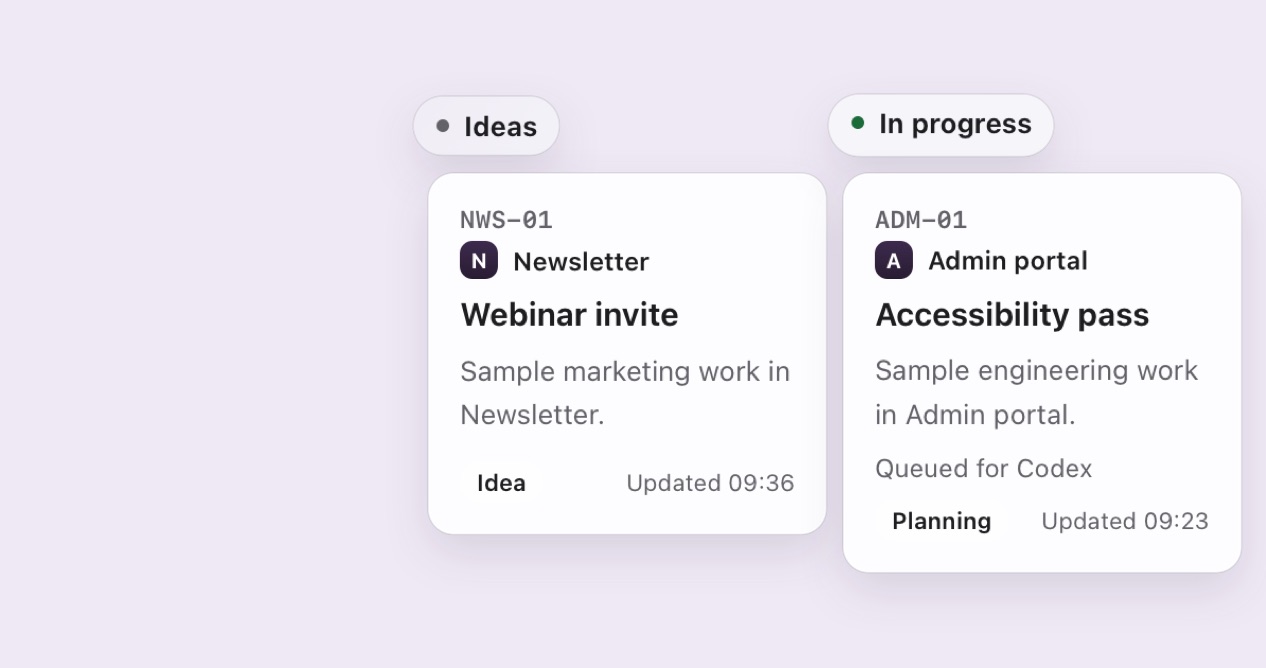 Two task cards under their column labels on the task board of the Northwind sample office.